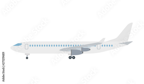 Cartoon picture of aircraft, airplane, airliner. Vector illustration. White background.