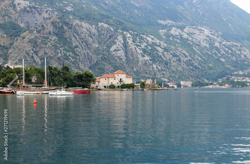 sea and mountains landscape Bay of Kotor Montenegro