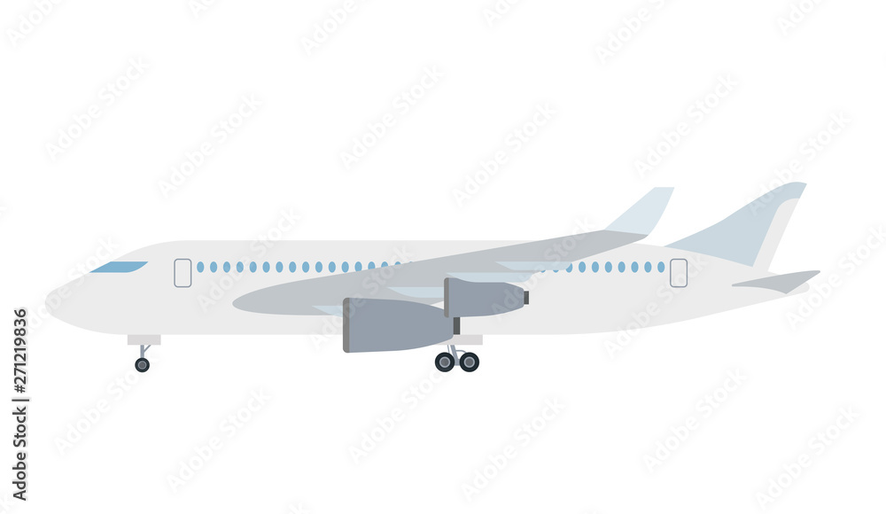 Cartoon picture of aircraft, airplane, airliner. Vector illustration. White background.