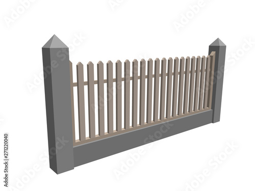 Wooden fence. Isolated on w...