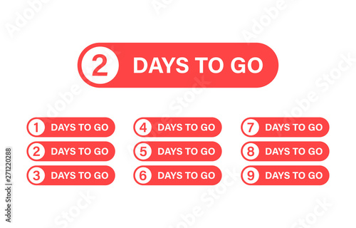 Number 1, 2, 3, 4, 5, 6, 7, 8, 9, 10, of days left to go. Collection badges sale, landing page, banner.