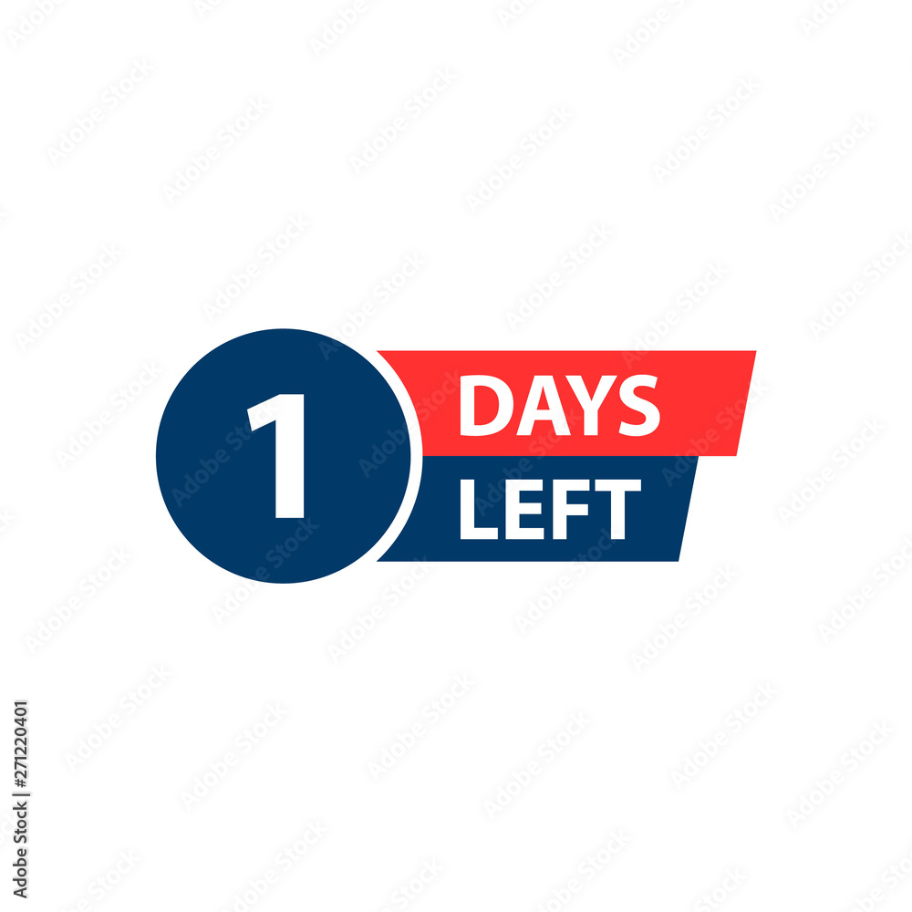 Number 1 of days to go. Collection badges sale, landing page, banner.Vector illustration. Number 1 of days to go. Collection badges sale, landing page, banner.Vector illustration.