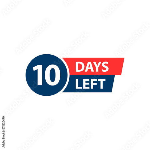 Number 10 of days to go. Collection badges sale, landing page, banner.Vector illustration.