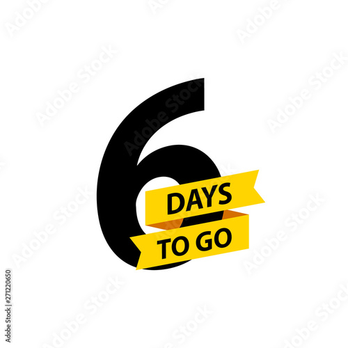 Number 6 of days to go. Collection badges sale, landing page, banner.Vector illustration.