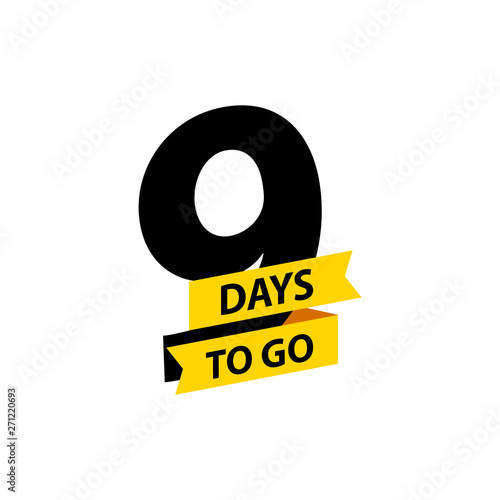 Number 9 of days to go. Collection badges sale, landing page, banner.Vector illustration.