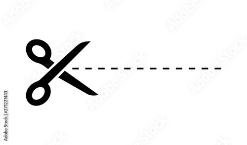 Stampa su tela Dark Scissors icon on white background
