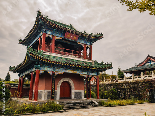 "GuLou"(Chinese name) Building in tianmen temple on Tianmen mountain at zhangjiajie city china.Tianmen Temple is on the top of Tianmen mountain and landmark of zhangjiajie city china