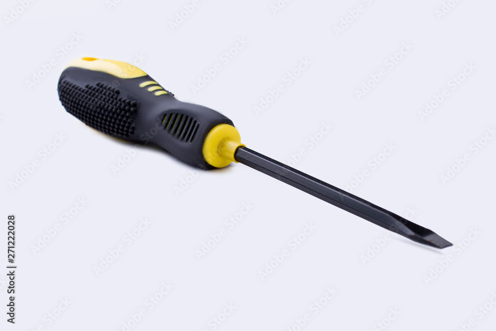 Screwdriver isolated on white background. Building instrument, horizontal image. Tool for repairman. Screwdriver isolated on white background. Building instrument, horizontal image. Tool for repairman.