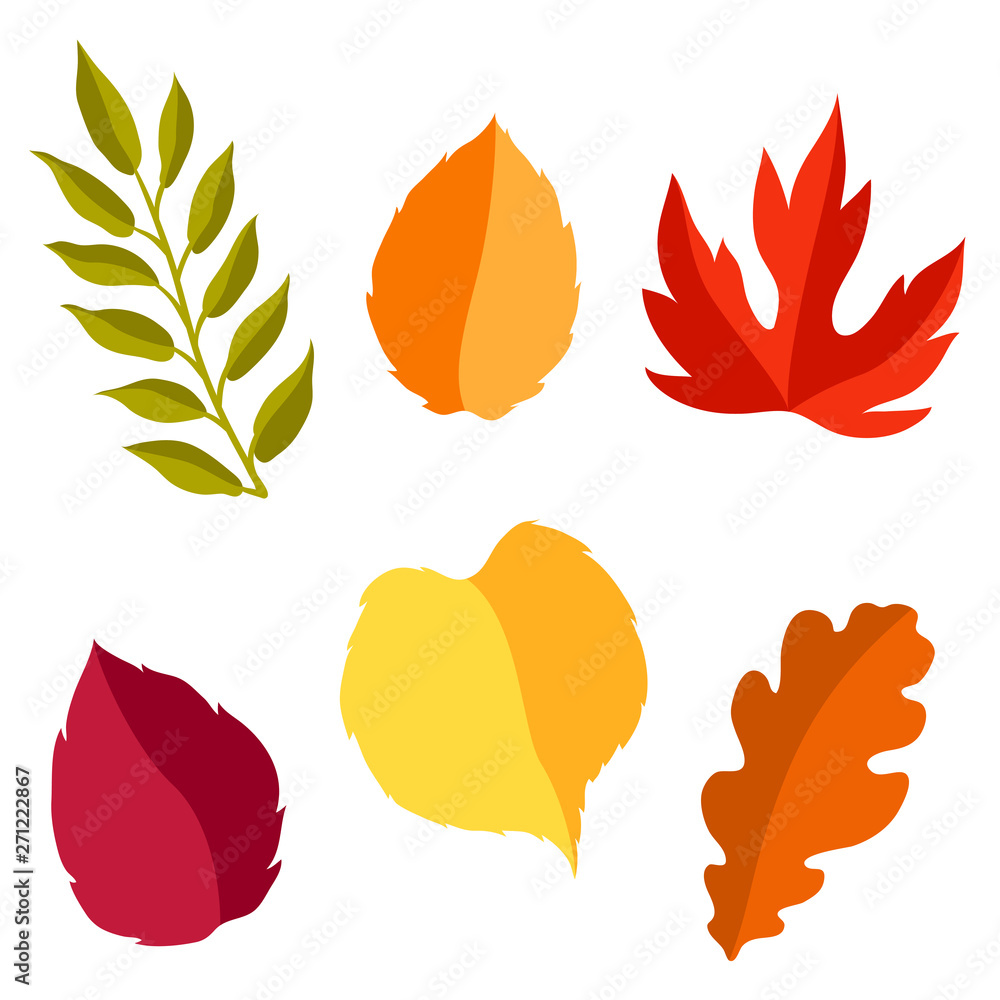 Fototapeta premium Set of stylized autumn foliage.