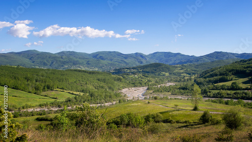 Landscape in Emilia Romagna with Ingegna River, a tributory of the Taro. Italy. photo