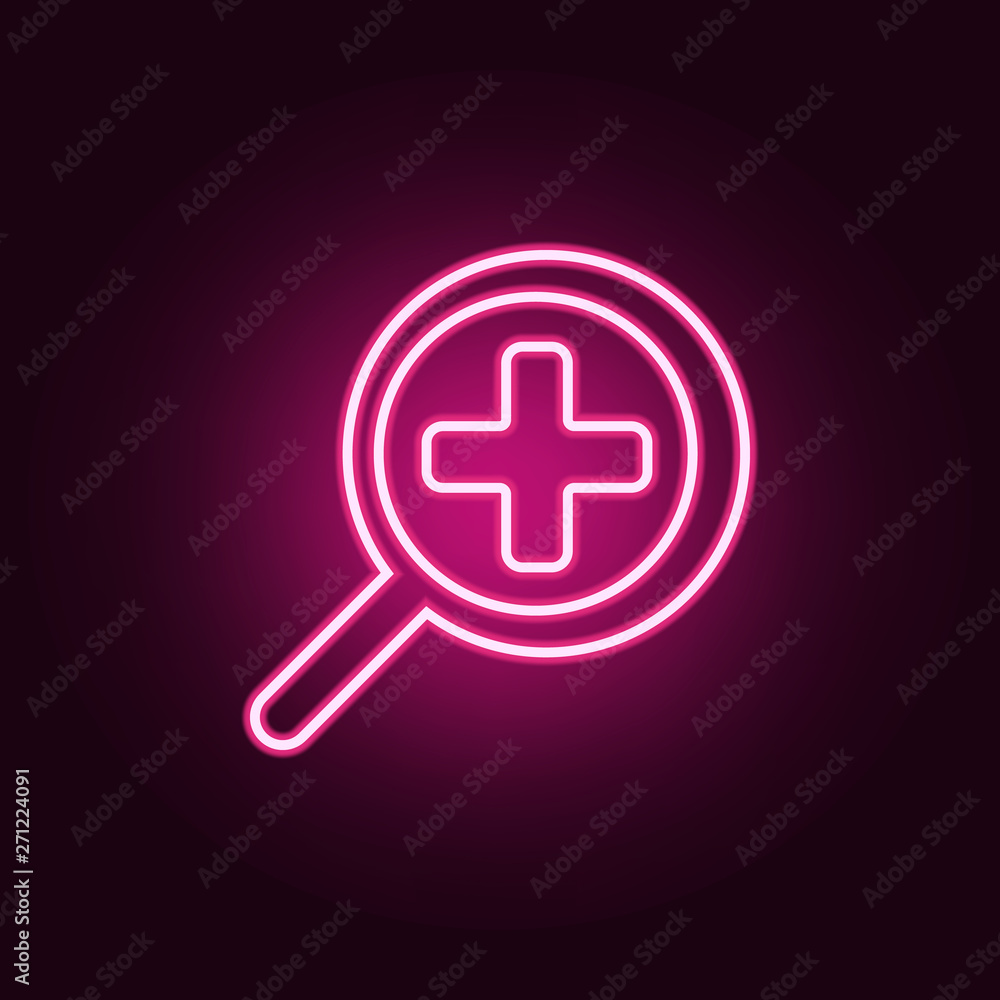 magnifying glass approximation neon icon. Elements of web set. Simple icon for websites, web design, mobile app, info graphics magnifying glass approximation neon icon. Elements of web set. Simple icon for websites, web design, mobile app, info graphics