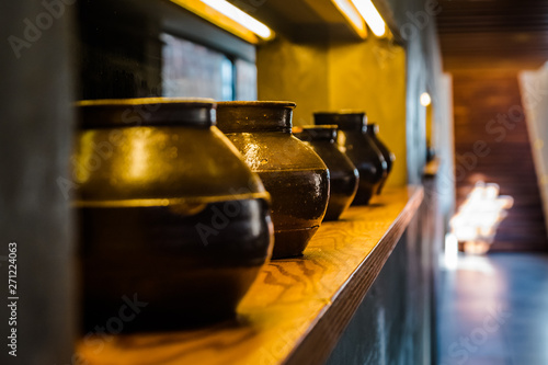 Ceramic jars in a restaurant in Seoul, Korea