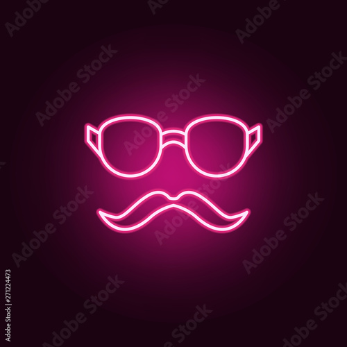 glasses and mustaches neon icon. Elements of web set. Simple icon for websites, web design, mobile app, info graphics