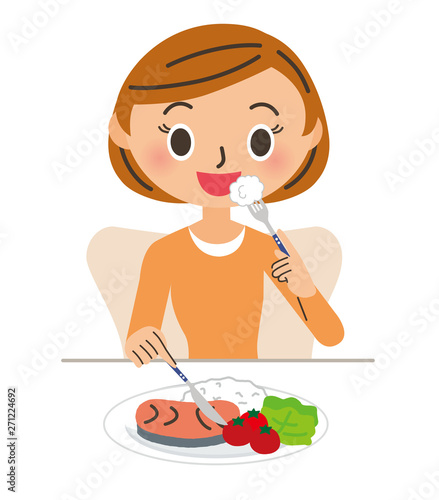 食事をする女性