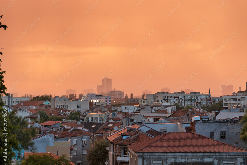 Amazing Sunset view of City of Plovdiv, Bulgaria