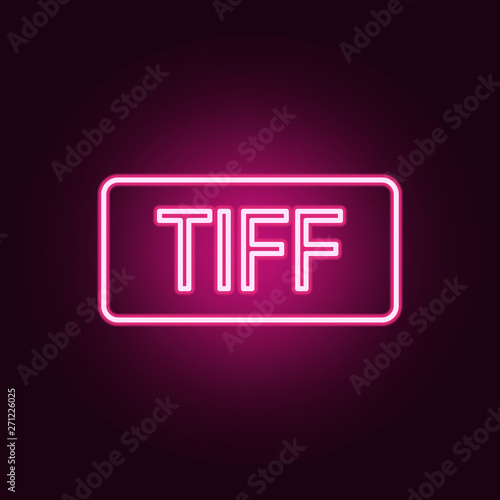 TIFF format neon icon. Elements of web set. Simple icon for websites, web design, mobile app, info graphics