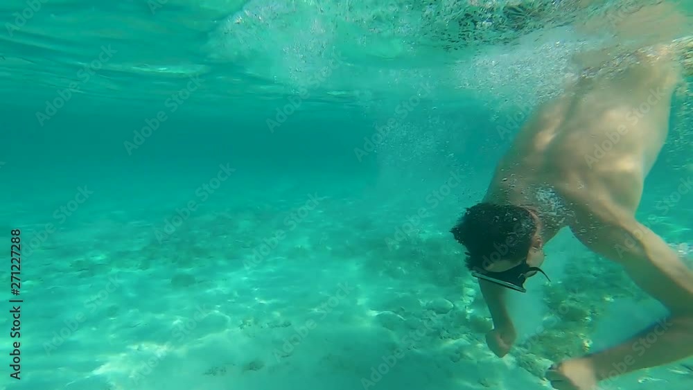 Man in mask dive not far from the coast GoPro Hero7 Man in mask dive not far from the coast GoPro Hero7