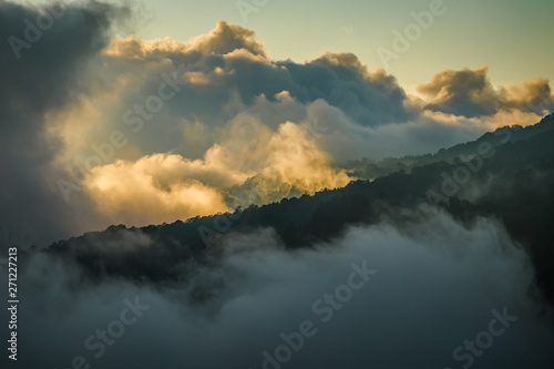 Clouds on Mount Rinjani at sunset, Lombok, Indonesia