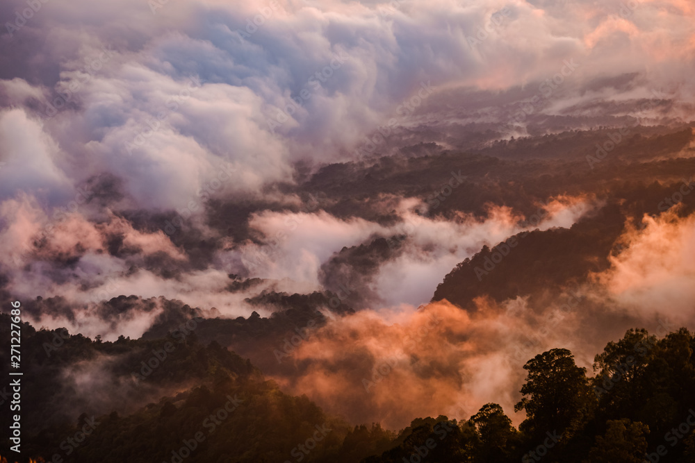 Clouds at the foot of Mount Rinjani, Lombok, Indonesia