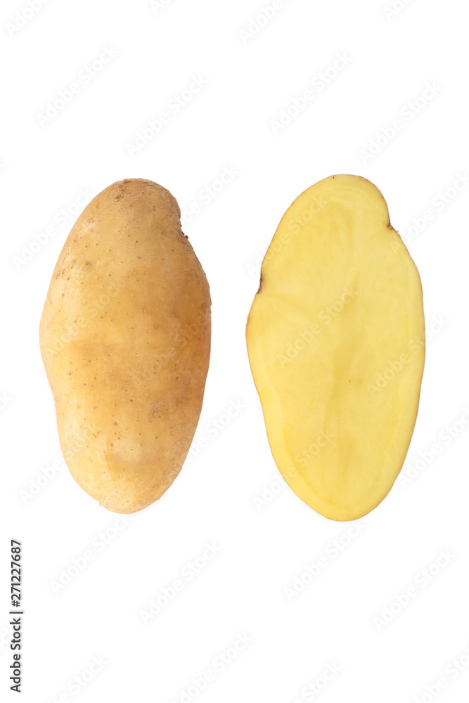 potato cut slice on white background. potato cut slice on white background.