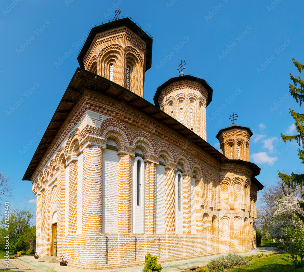 Snagov, Romania - March 30, 2019: View of the Snagov Monastery beautiful architecture.