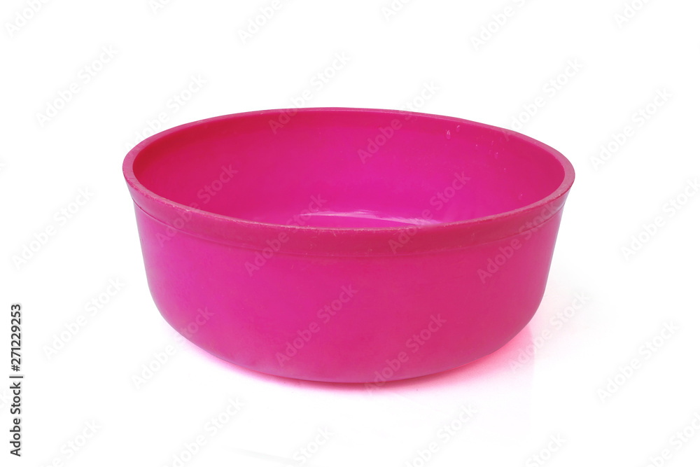 Pink water bowl on white background.(with Clipping Path). Pink water bowl on white background.(with Clipping Path).