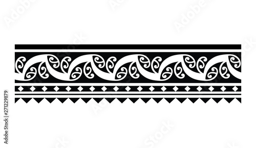 Tattoo tribal Polynesian maori pattern bracelet, polynesian hawaiian ornamental border design seamless vector