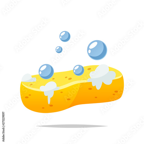 Sponge wash with bubbles vector isolated illustration