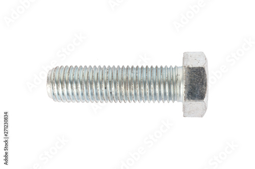 Steel bolt on a white background