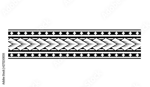 Polynesian tattoo simple arm band. Tattoo tribal maori pattern bracelet, polynesian ornamental border design seamless vector