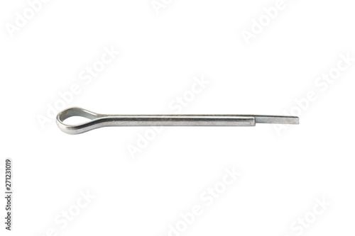 Steel pin on white background