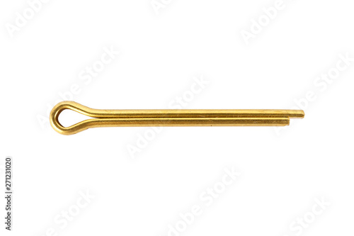 Steel pin on white background