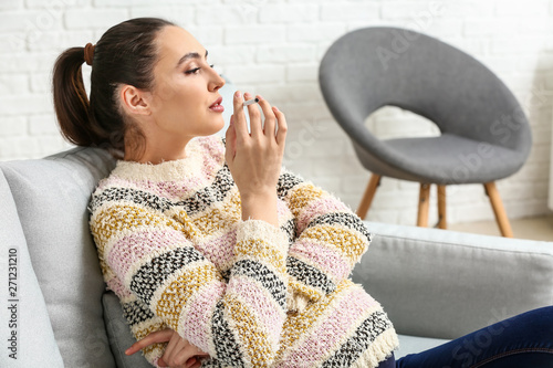 Pregnant woman smoking ciga...