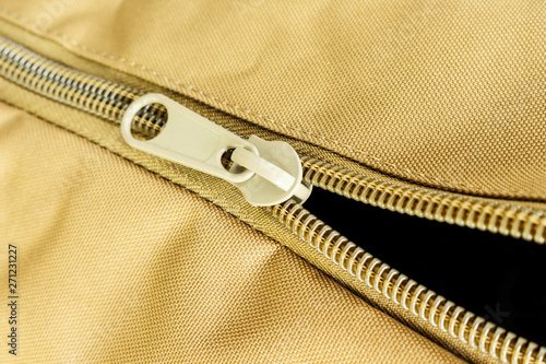 zipper bag color khaki texture.