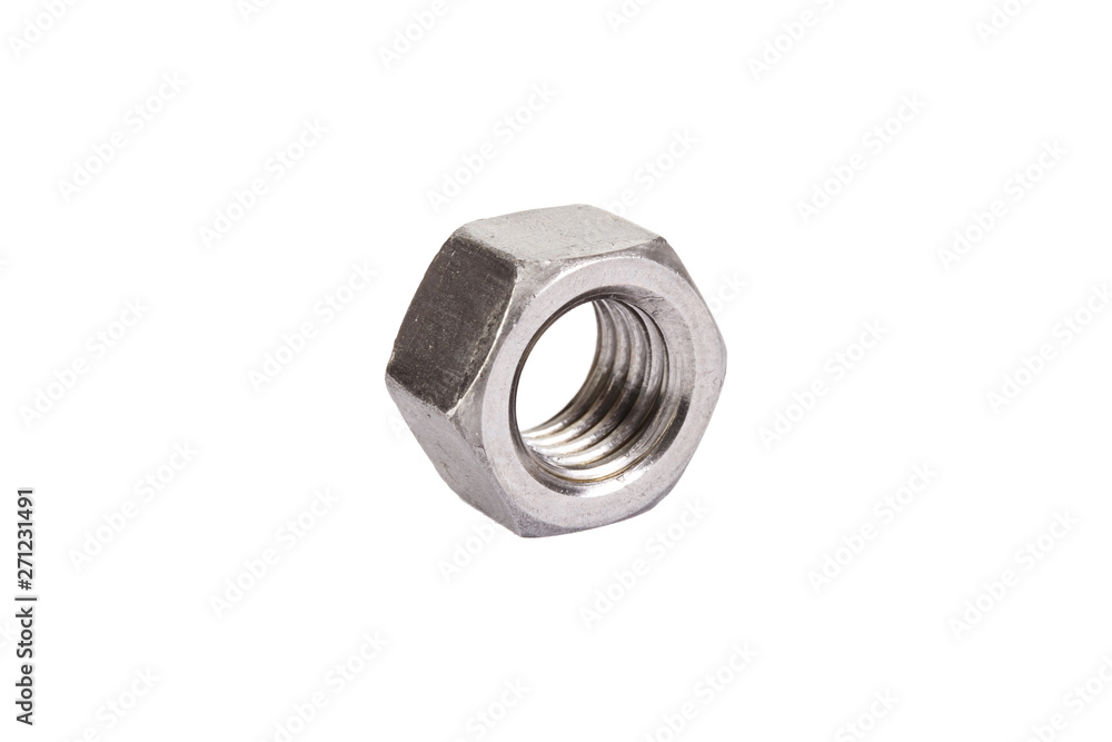 Steel nut on a white background Steel nut on a white background