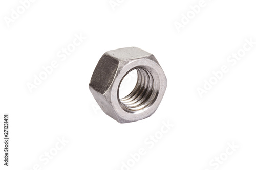 Steel nut on a white background