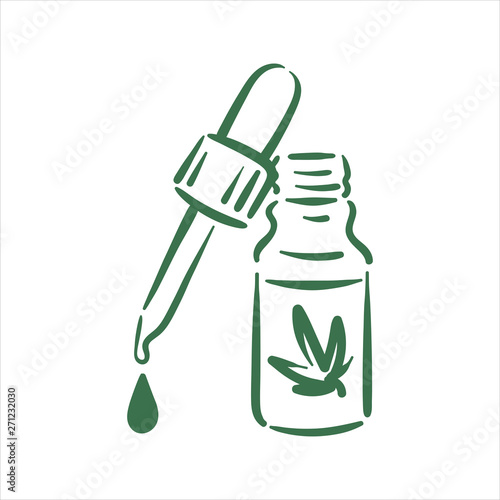 Vector hand drawn cannabis drops illustration on white background
