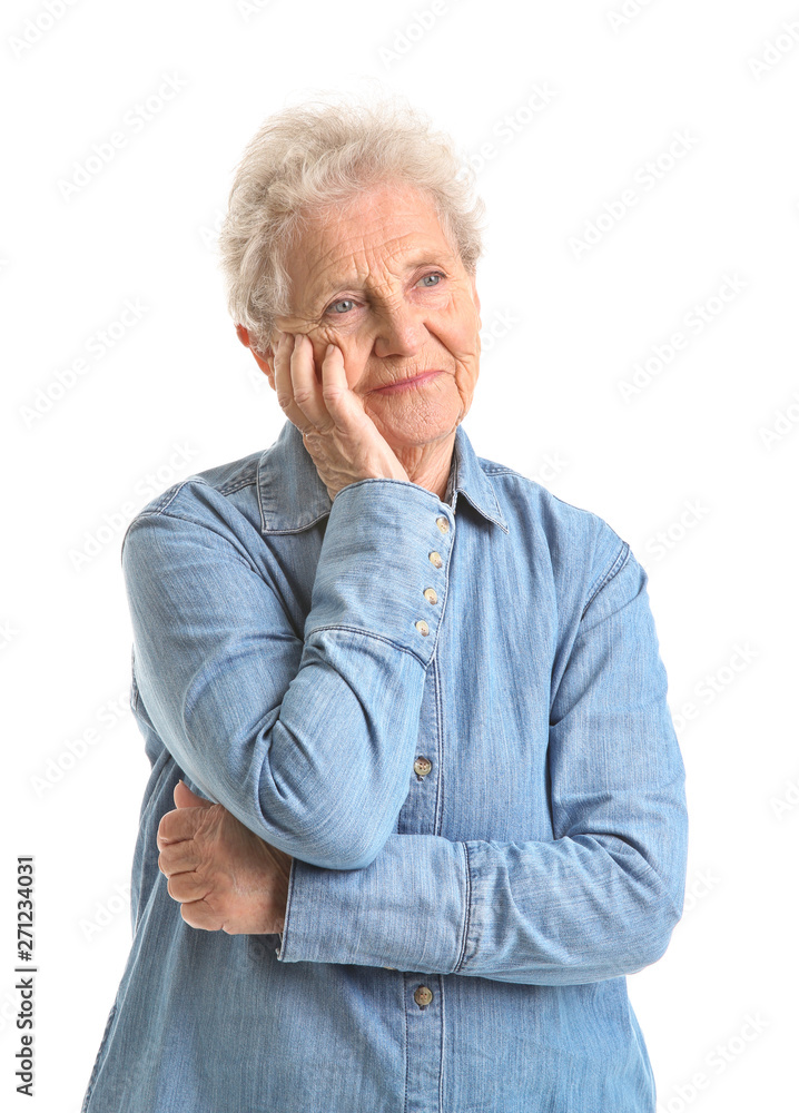Portrait of senior woman on white background Portrait of senior woman on white background