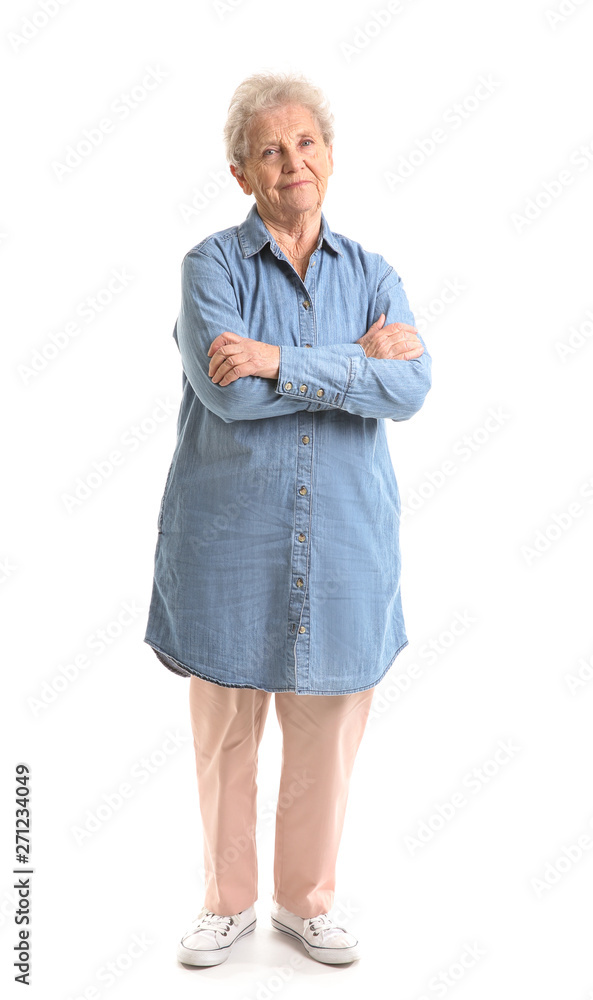 Portrait of senior woman on white background Portrait of senior woman on white background