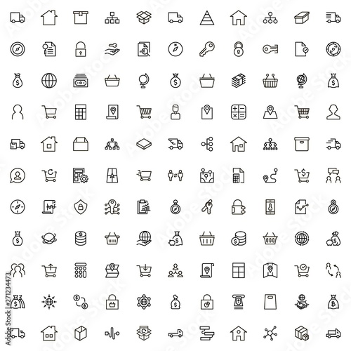 Real estate line icon set.