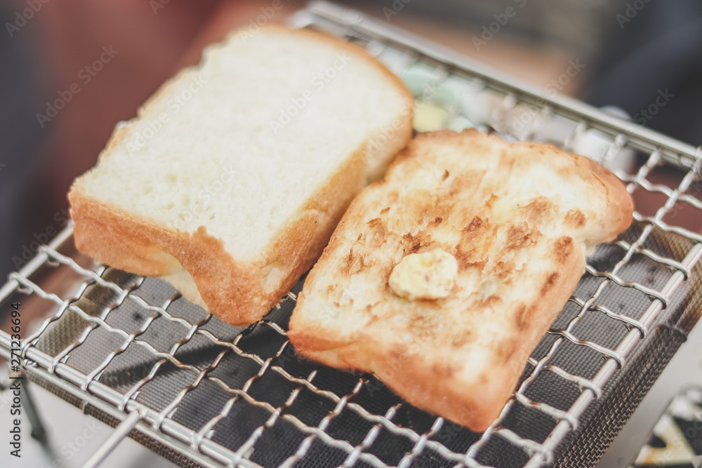 Toast on the grill Toast on the grill