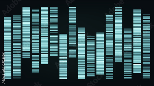 Design Color Big Genomic Data Visualization Vector. Dna Test, Barcoding, Genomic Map Architecture. Medical Chromosome Analysis Graphic Bioinformatic Diagram Template Flat Illustration
