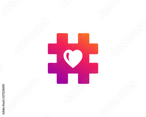 Hashtag symbol heart logo icon design template elements