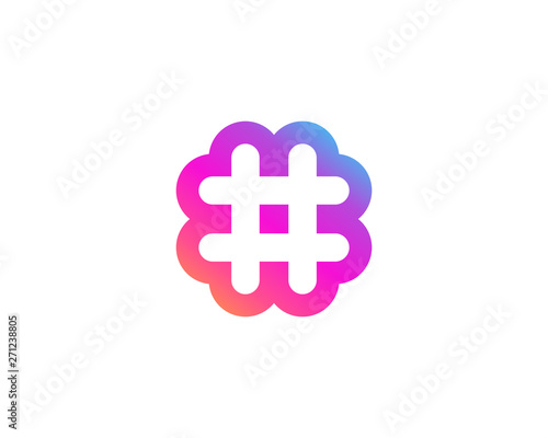 Hashtag symbol logo icon design with flower shape