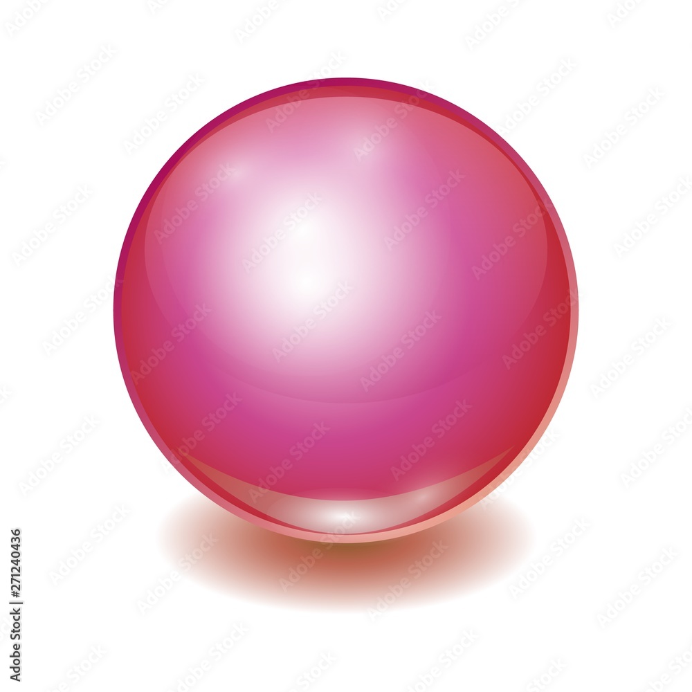 Fototapeta premium Vector realistic red multicolor ball, shine sphere with patch of light on white background. 3D illustration.
