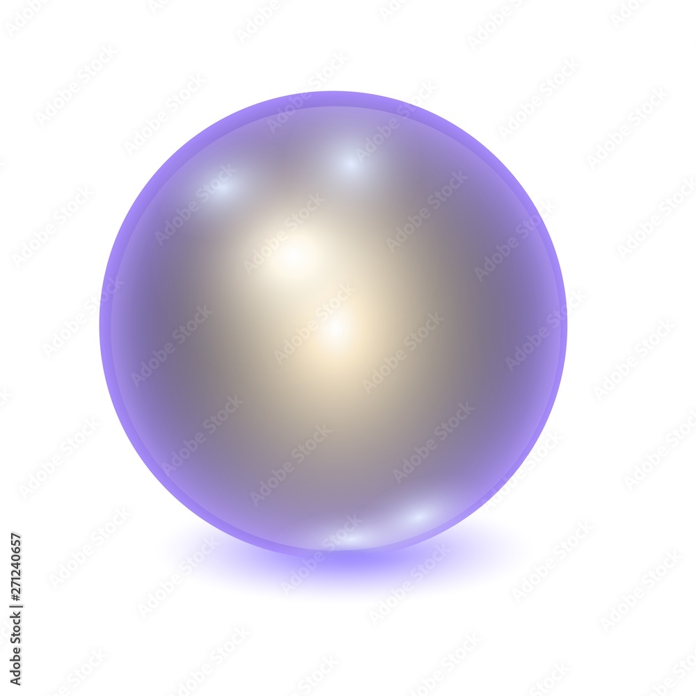Vector realistic violet metall ball with silver outflow or shine sphere with patches of light on white background. 3D illustration. Vector realistic violet metall ball with silver outflow or shine sphere with patches of light on white background. 3D illustration.