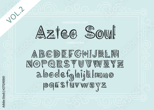 Tribal Aztec Alphabet. Vector.