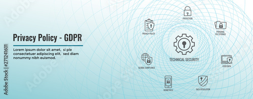 Privacy Policy - GDPR Icon Set and Web Header Banner