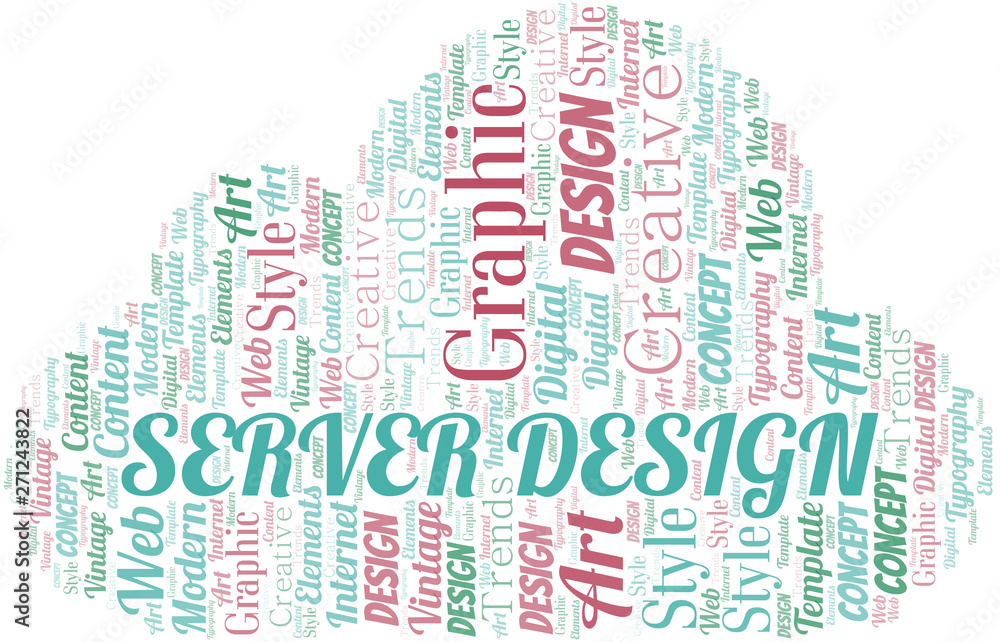 Server Design word cloud. Wordcloud made with text only.
