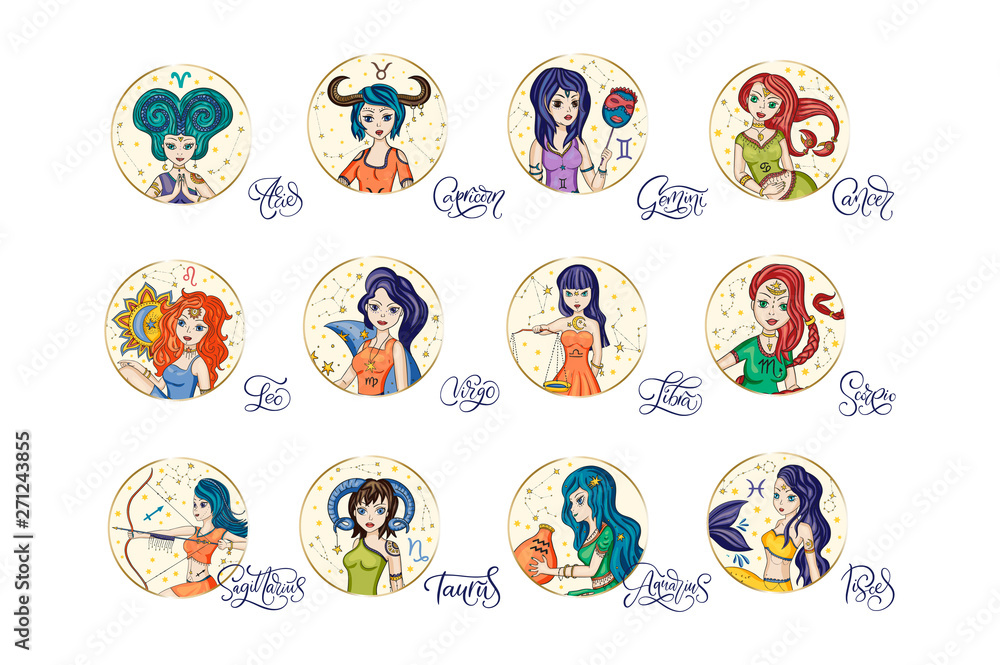 Zodiac Girl Vector Sign. Zodiac Girl Vector Sign.